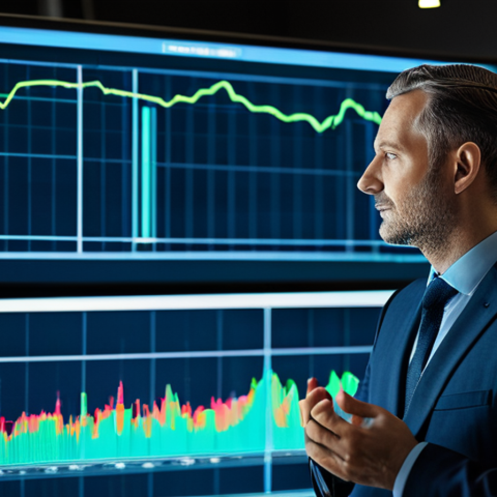 A focused financial professional, a man in his late 30s, dressed in a sharp, modest business suit, standing in a sophisticated, minimalist trading room. Behind him, transparent, glowing holographic screens display complex, dynamic financial data visualizations, depicting fluctuating interest rates and bond market curves. The screens show rising and falling lines symbolizing the psychological waves and opportunities in the market. The room is modern with subtle blue and green lighting, suggesting data flow and strategic analysis. High-resolution professional photography, natural pose, perfect anatomy, correct proportions, well-formed hands, proper finger count, natural body proportions, strong composition, precise details, safe for work, appropriate content, fully clothed, professional.