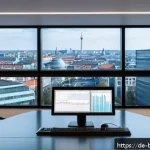 Home 19 채권 발행 시장의 동향 분석 - A modern German financial office setting showing a professional investor analyzing German government...