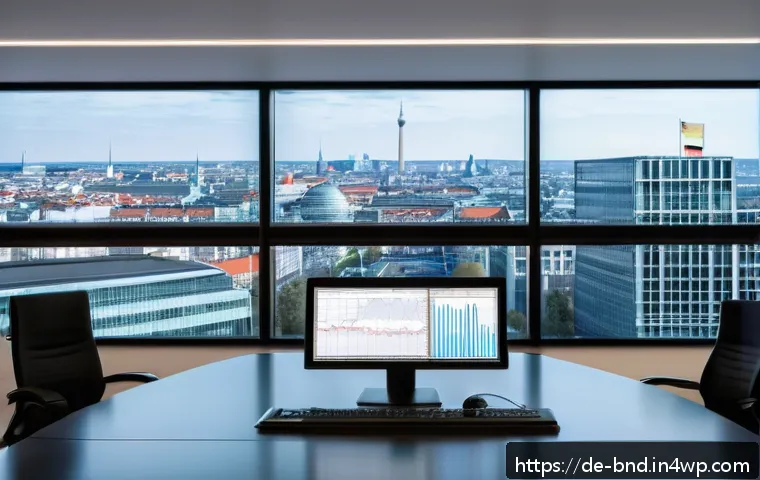 채권 발행 시장의 동향 분석 - A modern German financial office setting showing a professional investor analyzing German government...